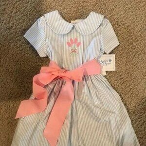 NEW Girls' Baily Boys Pacific Blue Stripe Dress w Tie